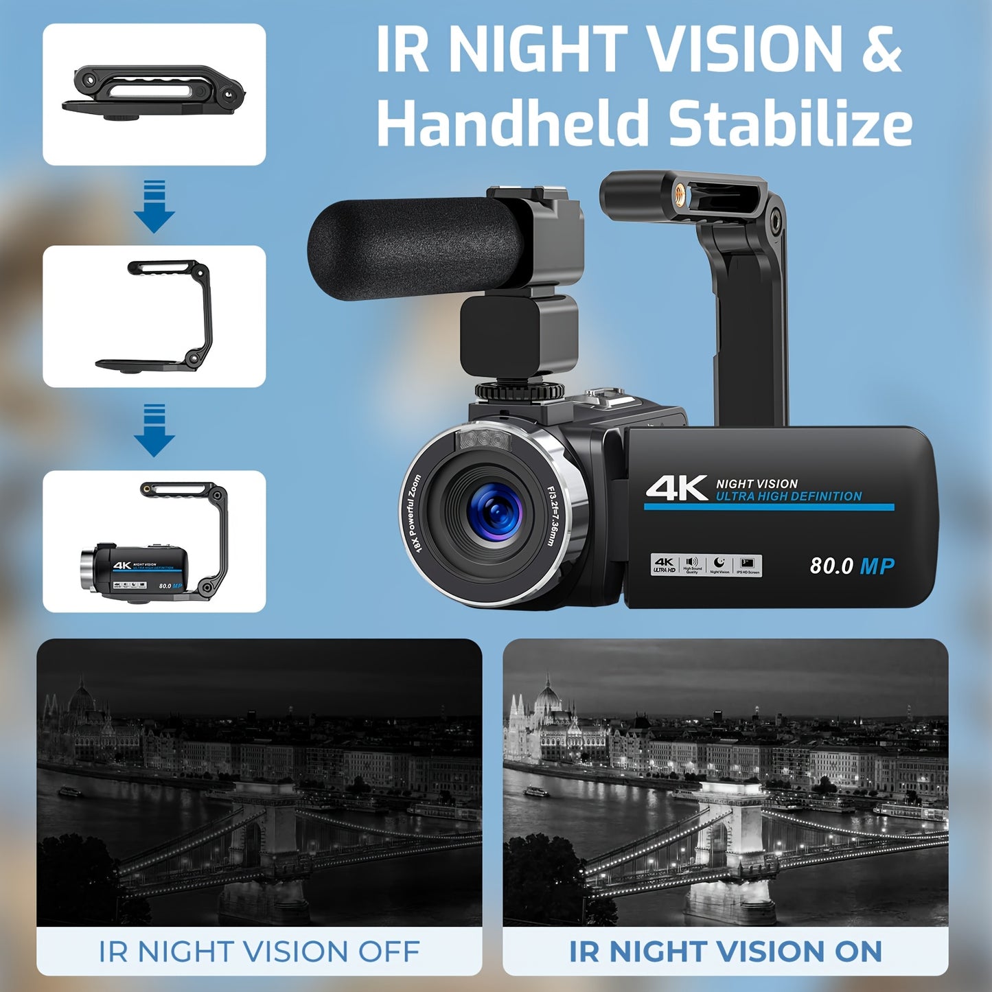 4K Ultra HD Vlogging Camcorder 18X Zoom IR Night Vision