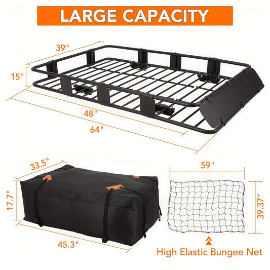 Rooftop Cargo Basket Universal Steel Roof Rack Carrier SUV