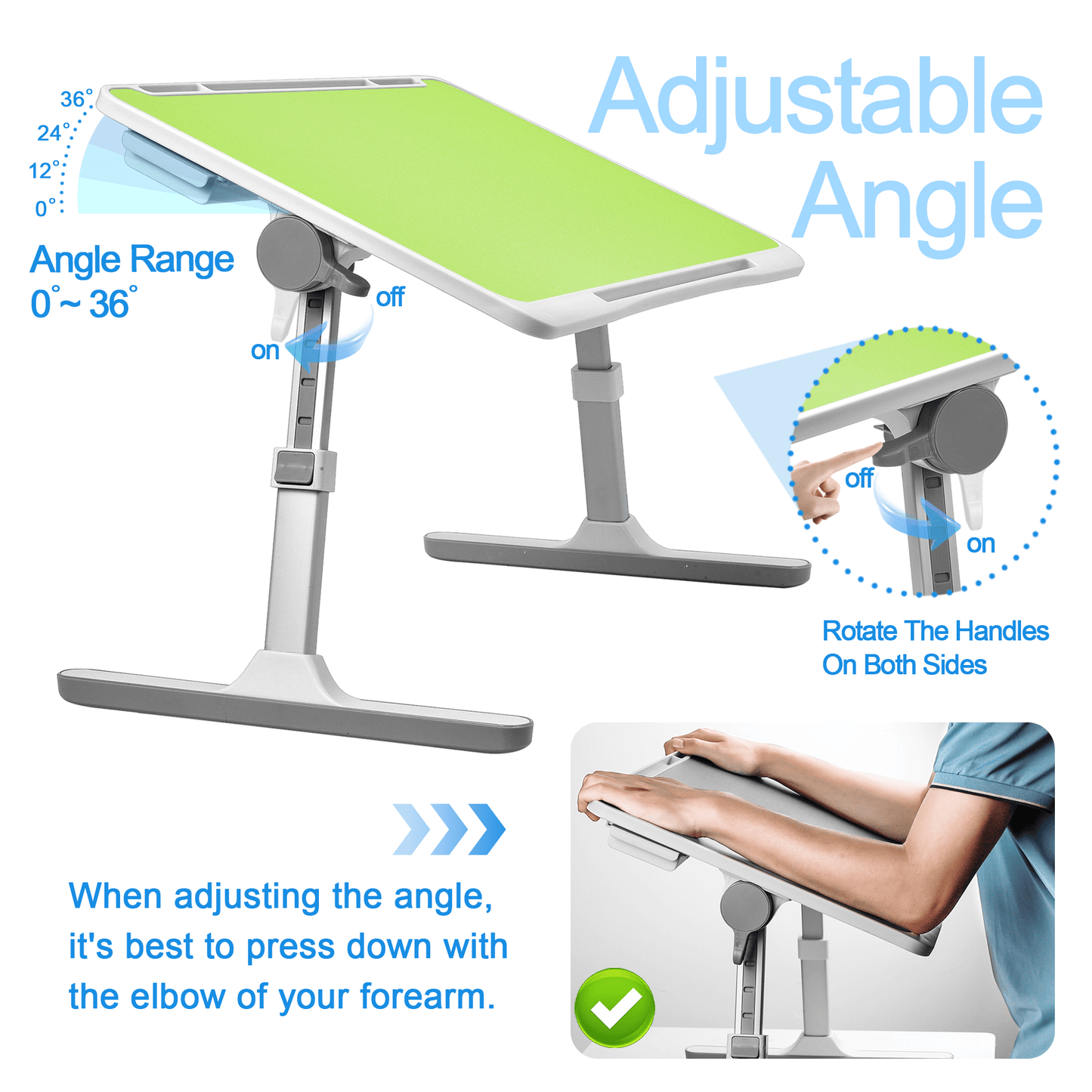 FWPP Adjustable Laptop Lap Desk Stand For Bed USB Light