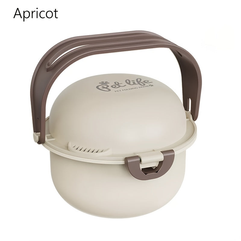 Portable Foldable Pet Travel Bowl With Secure Lid Design