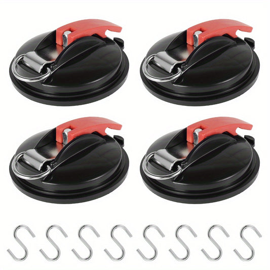 Heavy Duty Suction Cup Anchor 4 Pack With Securing Hooks