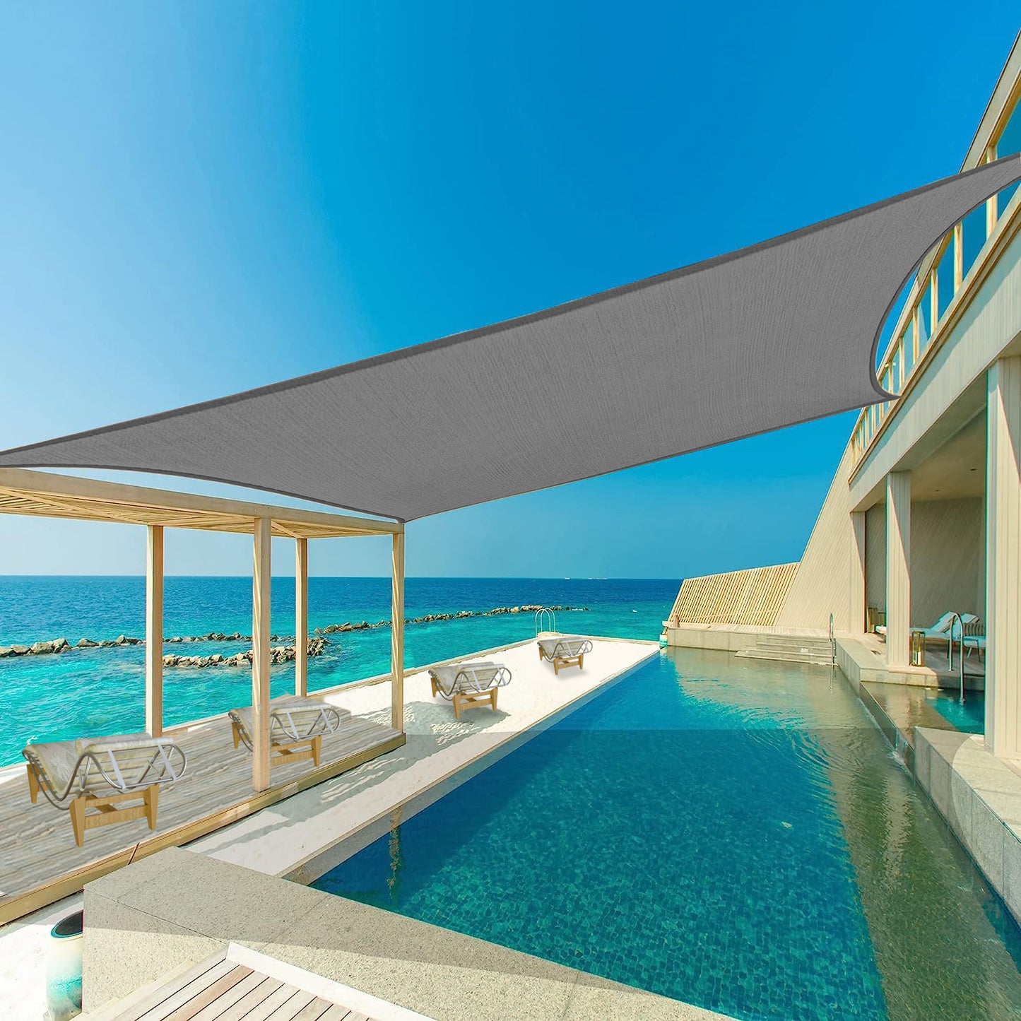 UV Block Rectangle Shade Sail by Unknown Brand for Outdoor Use