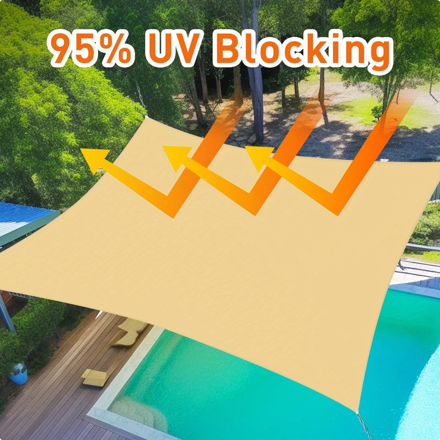 UV Block Rectangle Shade Sail by Unknown Brand for Outdoor Use