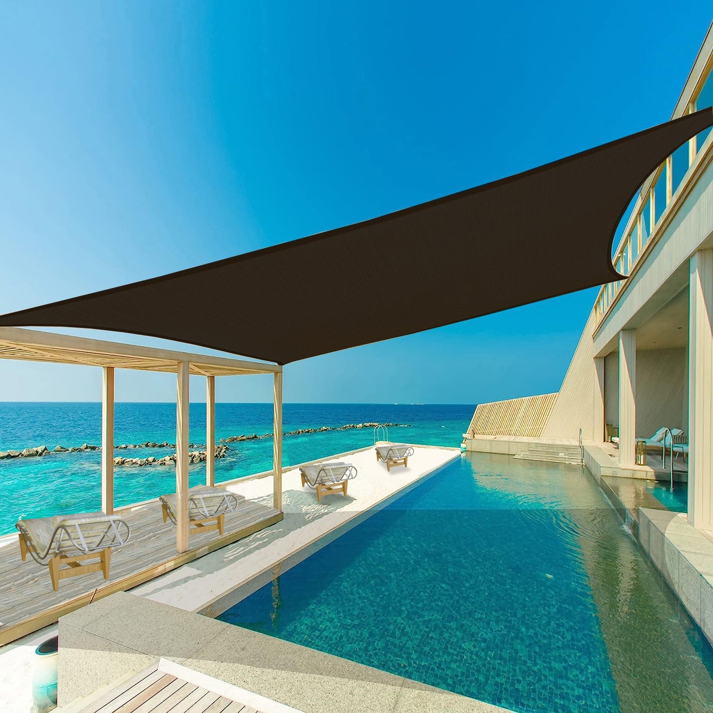 UV Block Rectangle Shade Sail by Unknown Brand for Outdoor Use