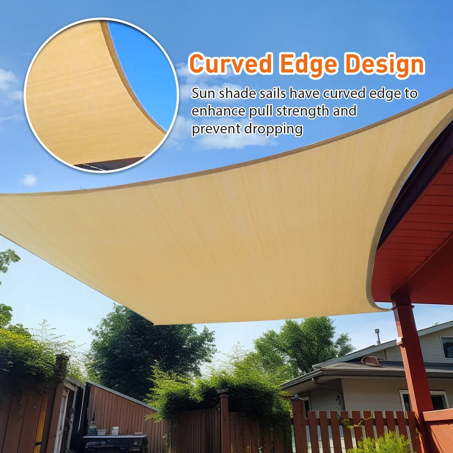 UV Block Rectangle Shade Sail by Unknown Brand for Outdoor Use