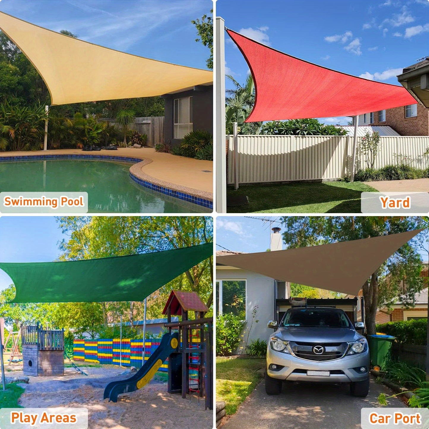 UV Block Rectangle Shade Sail by Unknown Brand for Outdoor Use