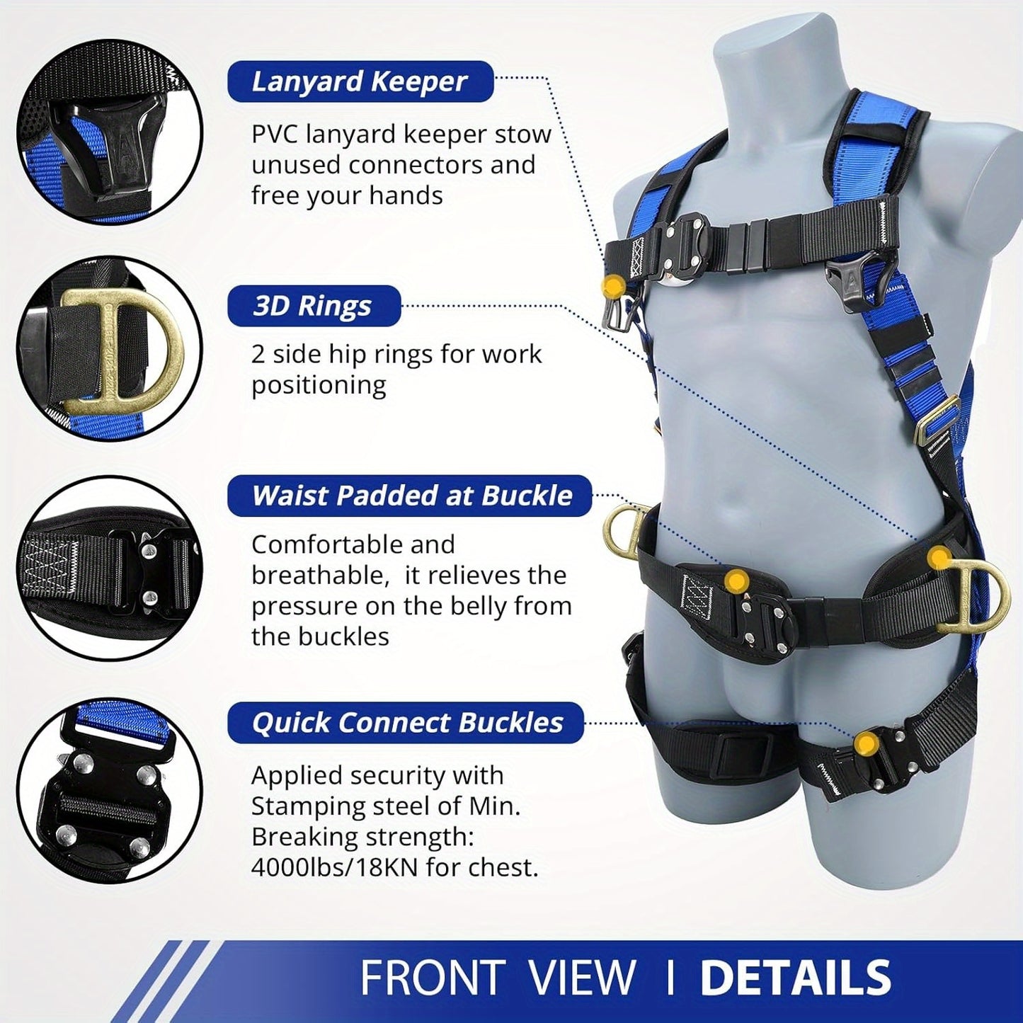 Safety Harness Fall Protection Kit for Roofing and Construction