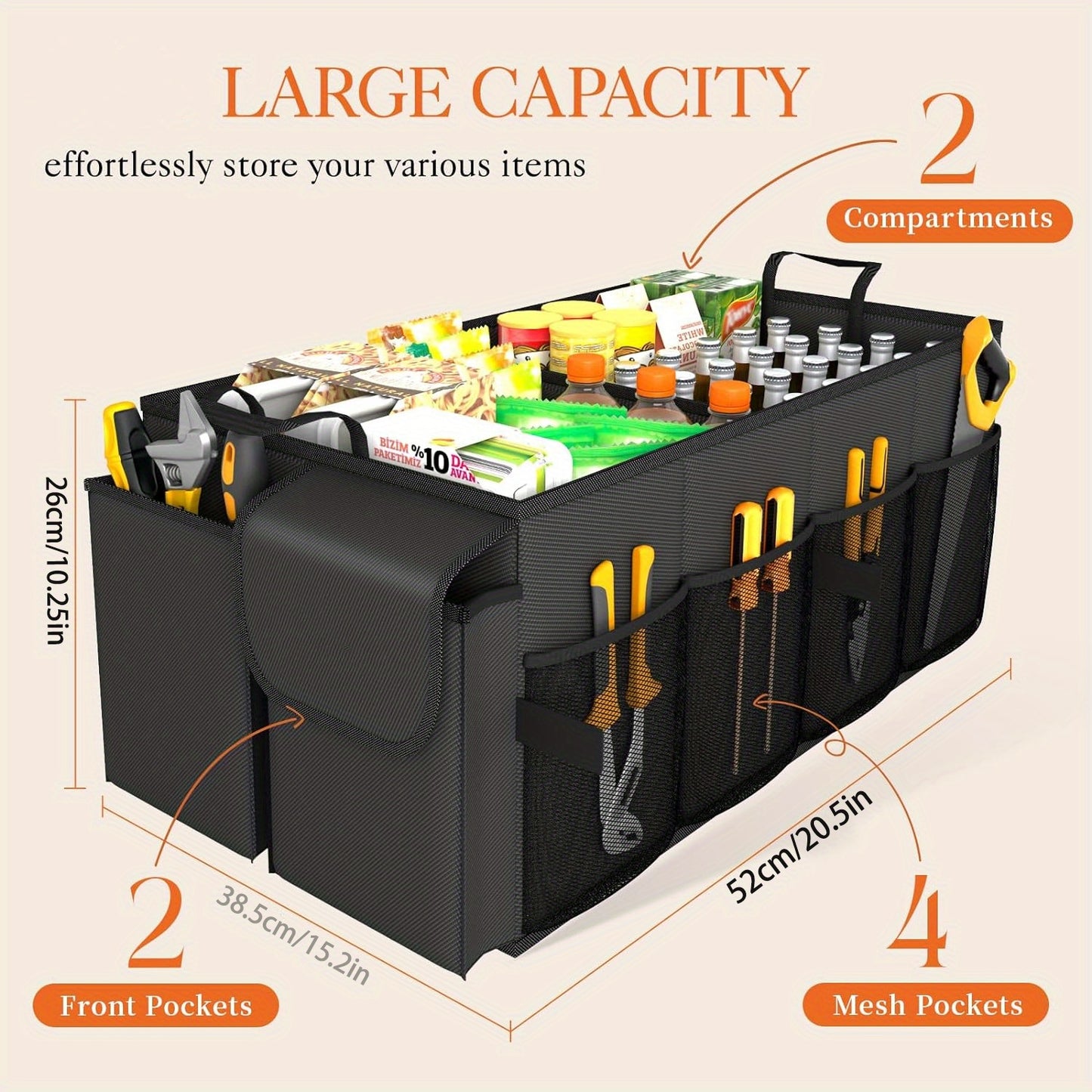 Durable Trunk Organizer Large Capacity Insulated Cooler Bag