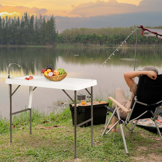 Folding Outdoor Fish Cleaning Table with Convenient Sink
