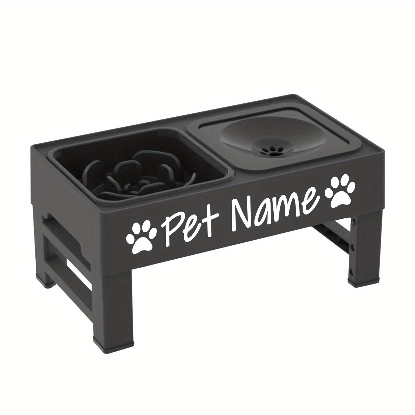 Elevated Dog Bowls With Custom Name No Spill Slow Feeder
