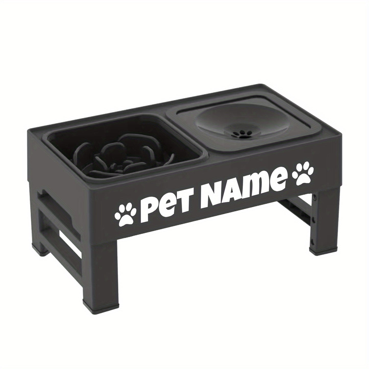 Elevated Dog Bowls With Custom Name No Spill Slow Feeder