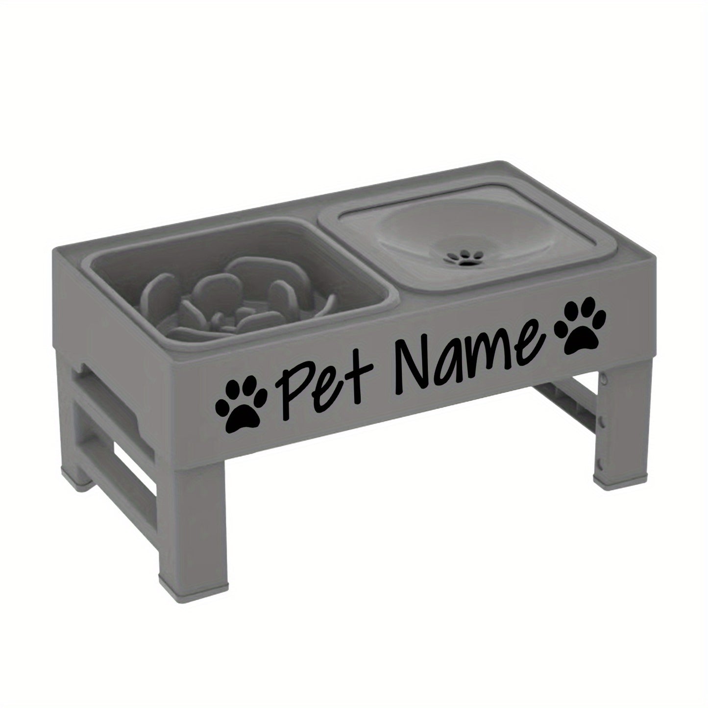 Elevated Dog Bowls With Custom Name No Spill Slow Feeder
