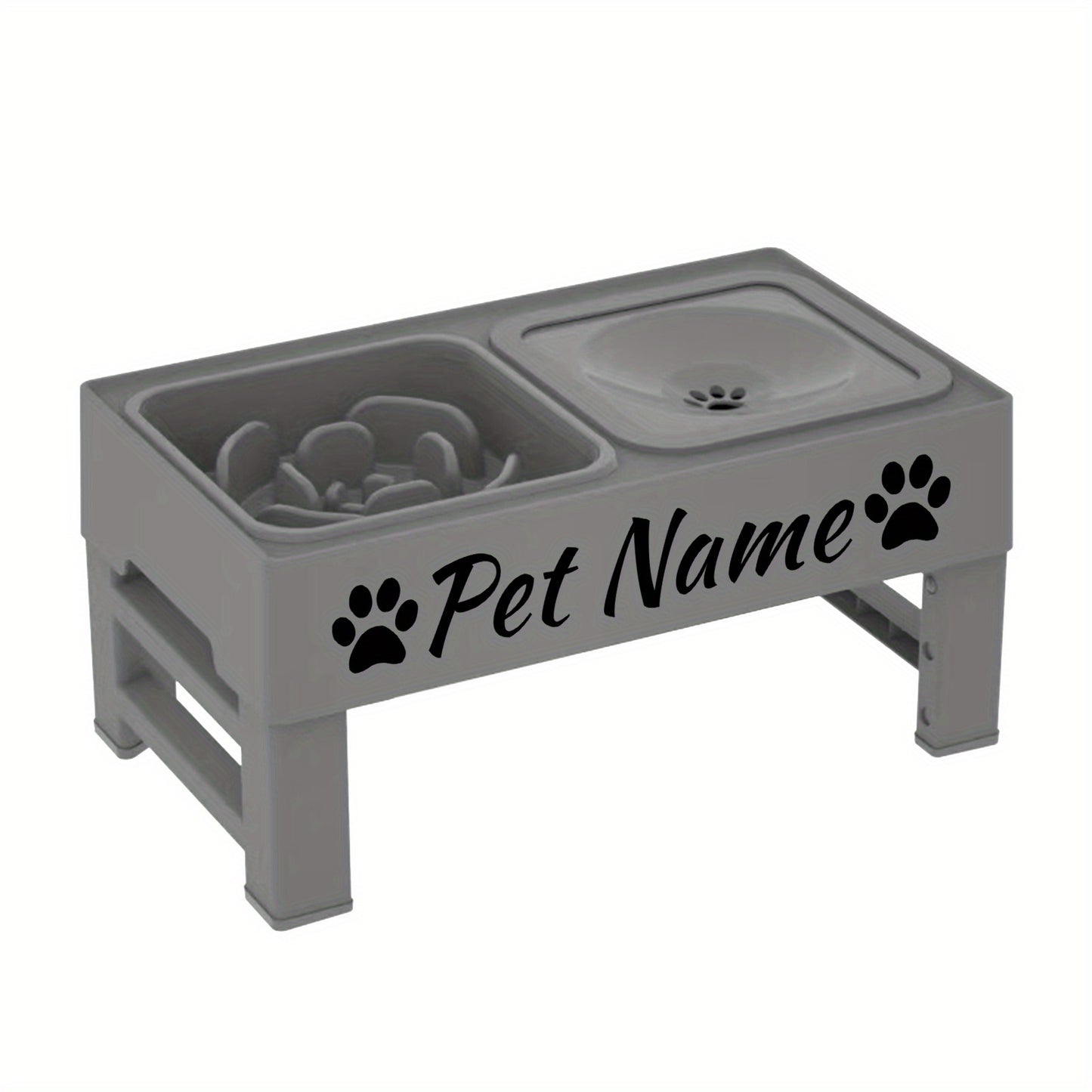Elevated Dog Bowls With Custom Name No Spill Slow Feeder