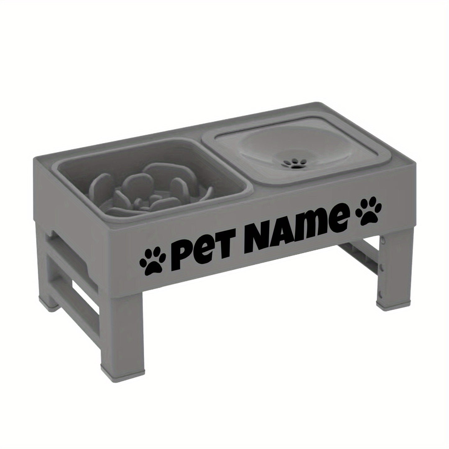 Elevated Dog Bowls With Custom Name No Spill Slow Feeder