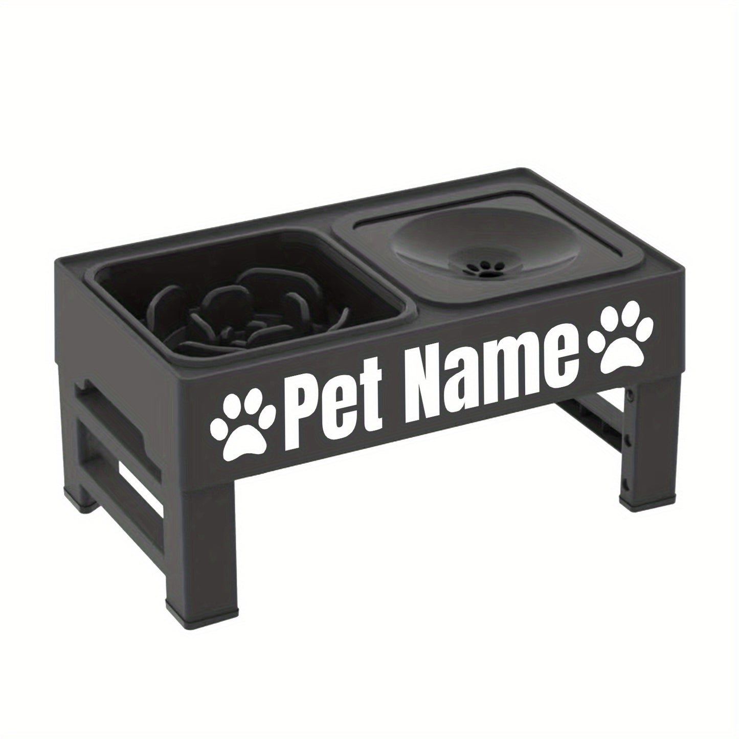 Elevated Dog Bowls With Custom Name No Spill Slow Feeder