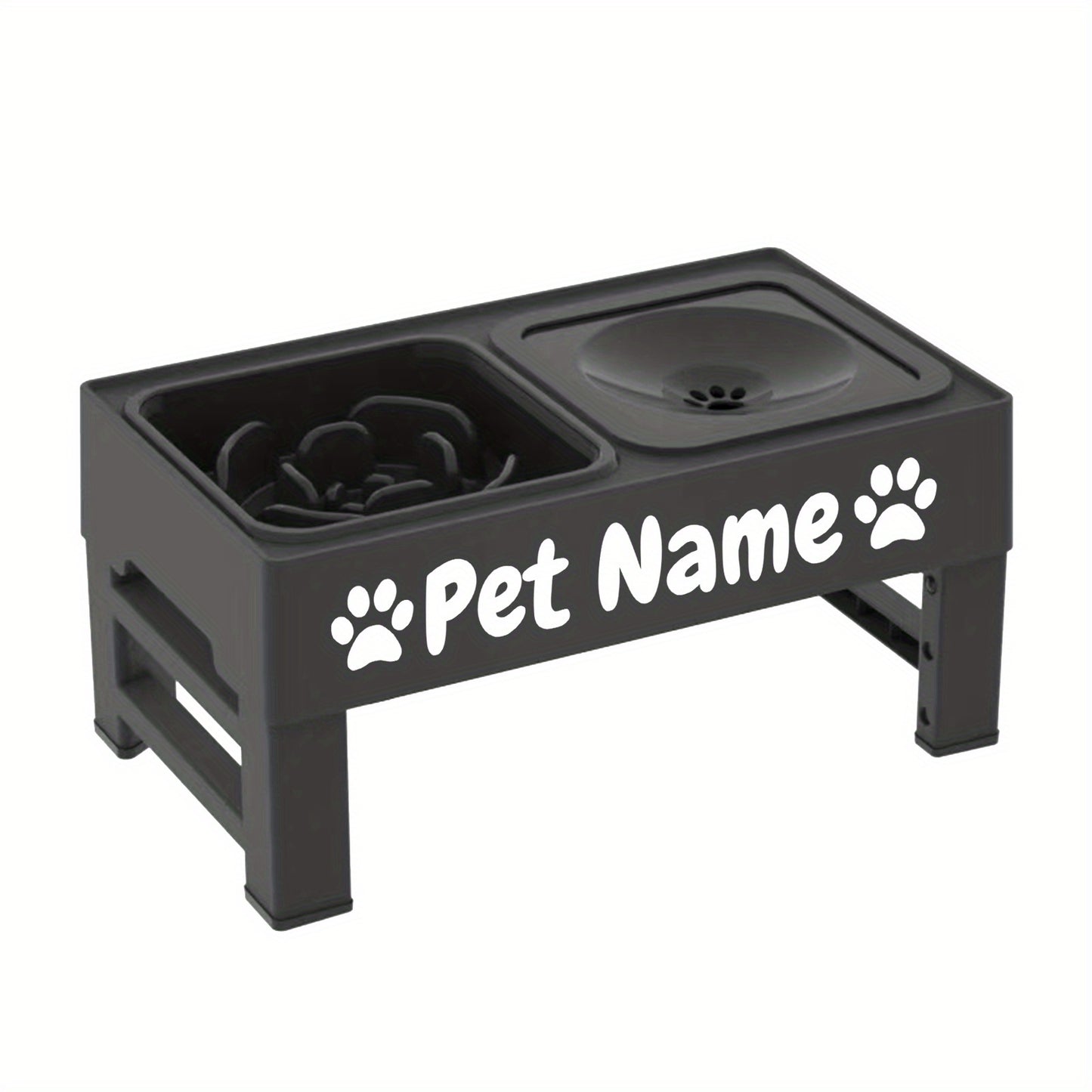 Elevated Dog Bowls With Custom Name No Spill Slow Feeder