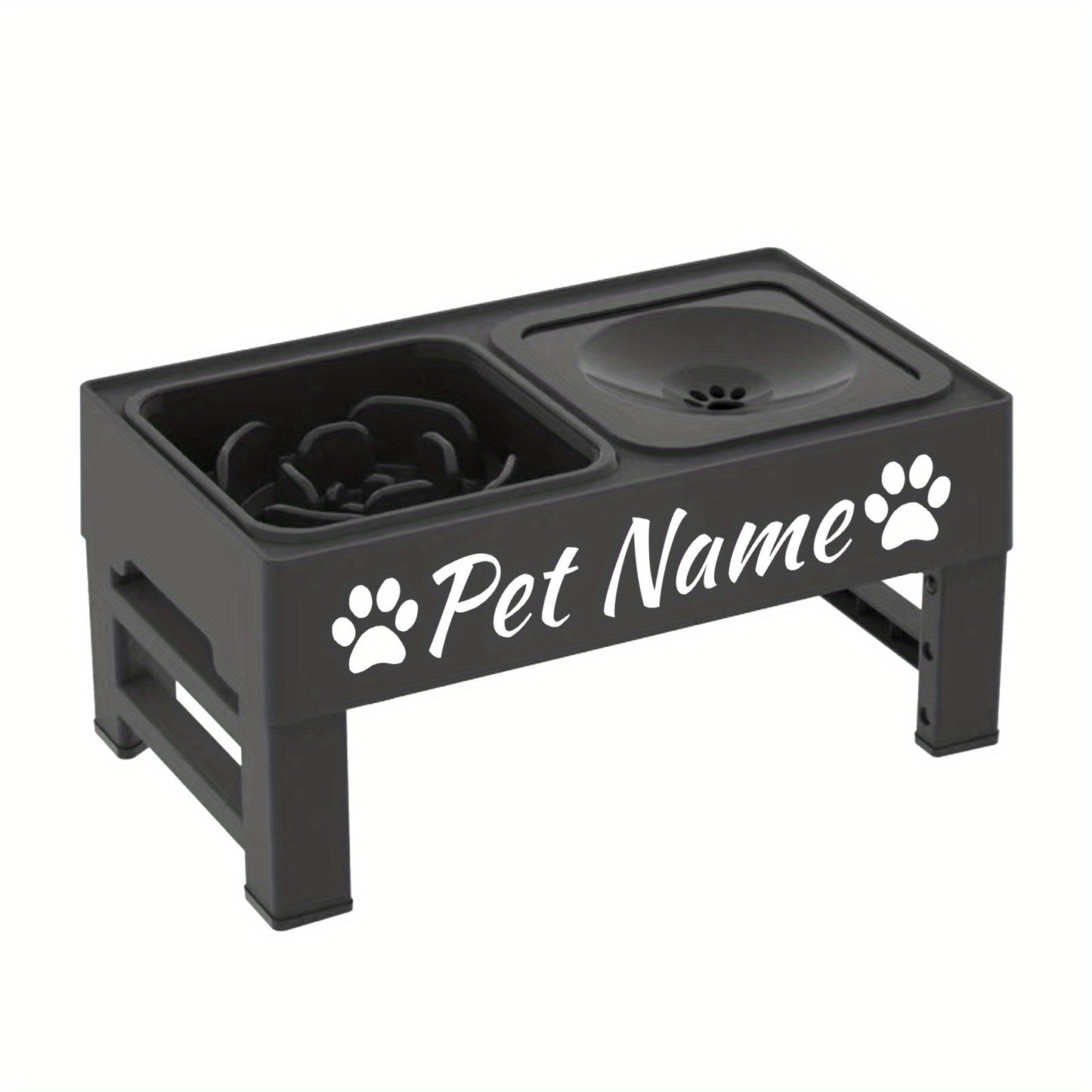 Elevated Dog Bowls With Custom Name No Spill Slow Feeder