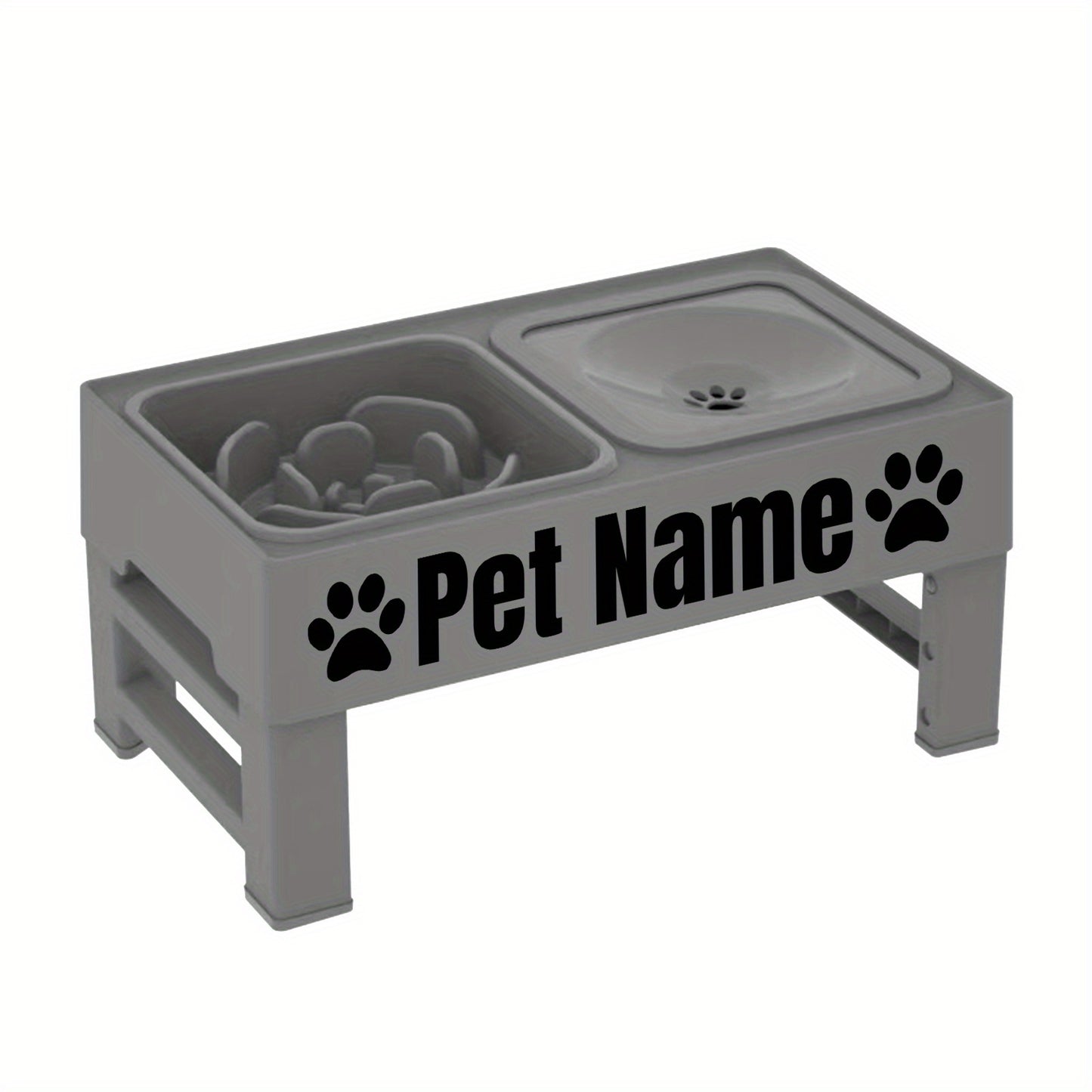 Elevated Dog Bowls With Custom Name No Spill Slow Feeder