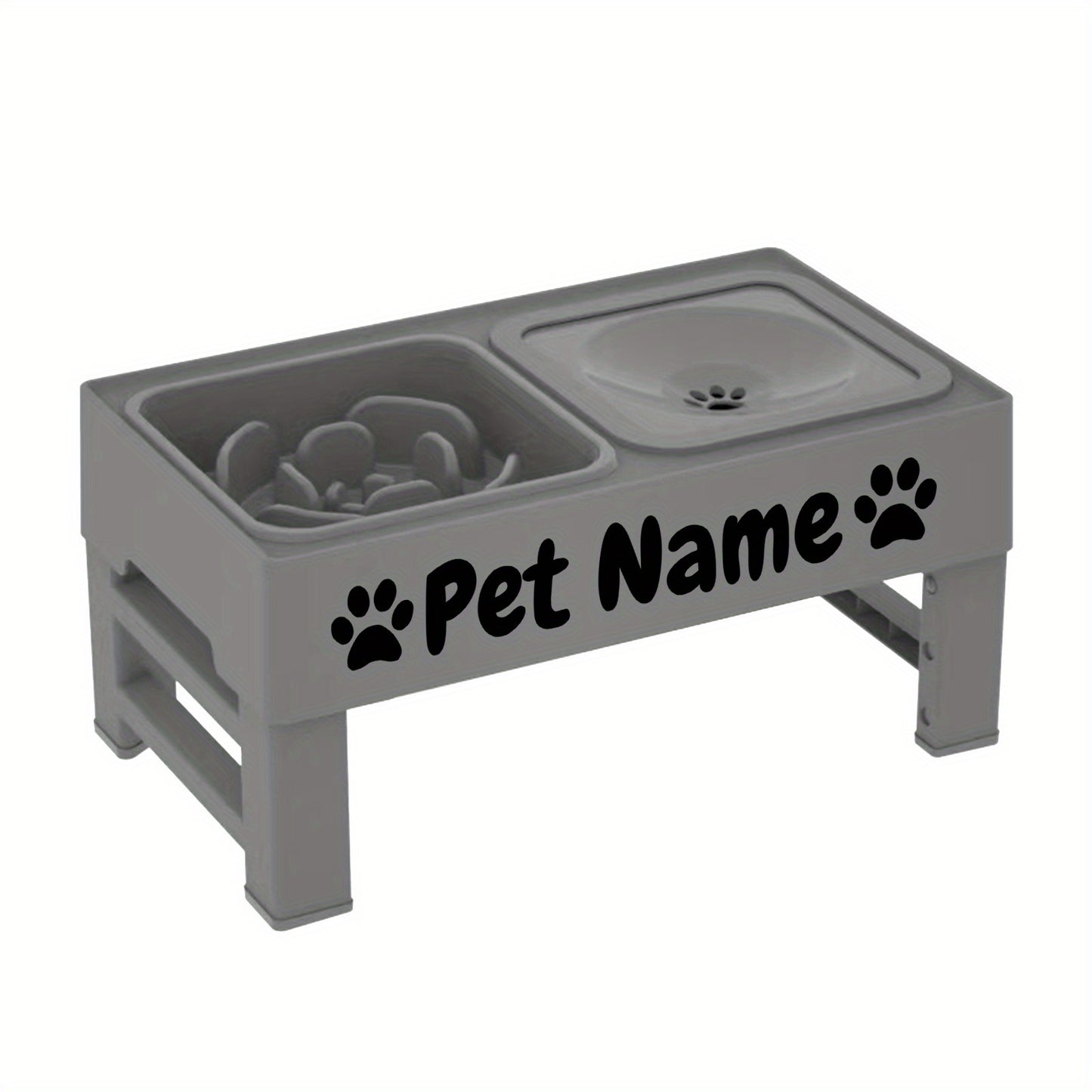 Elevated Dog Bowls With Custom Name No Spill Slow Feeder