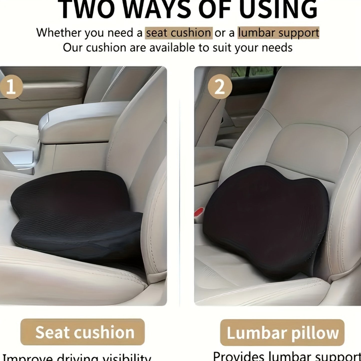 Memory Foam Car Seat Cushion For Sciatica And Driving Pain