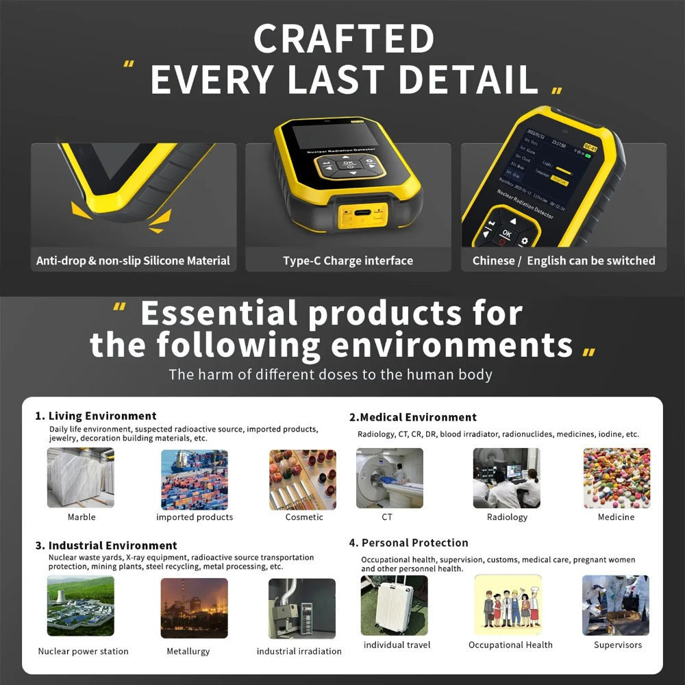 Geiger Counter Portable Radiation Detector With LCD Display
