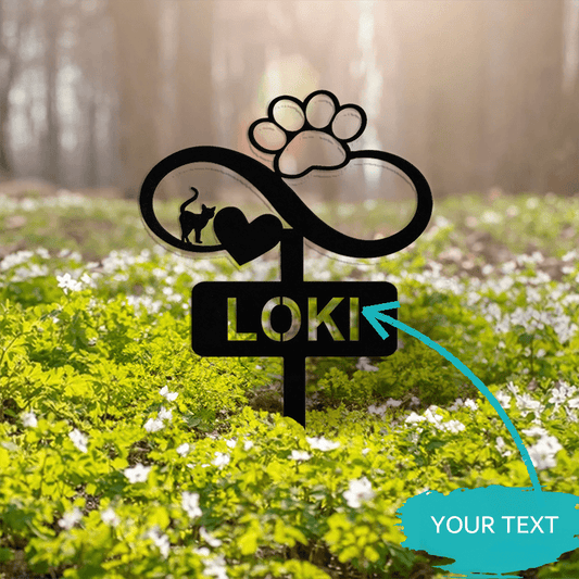Customizable Iron Cat Memorial Stake With Engraving