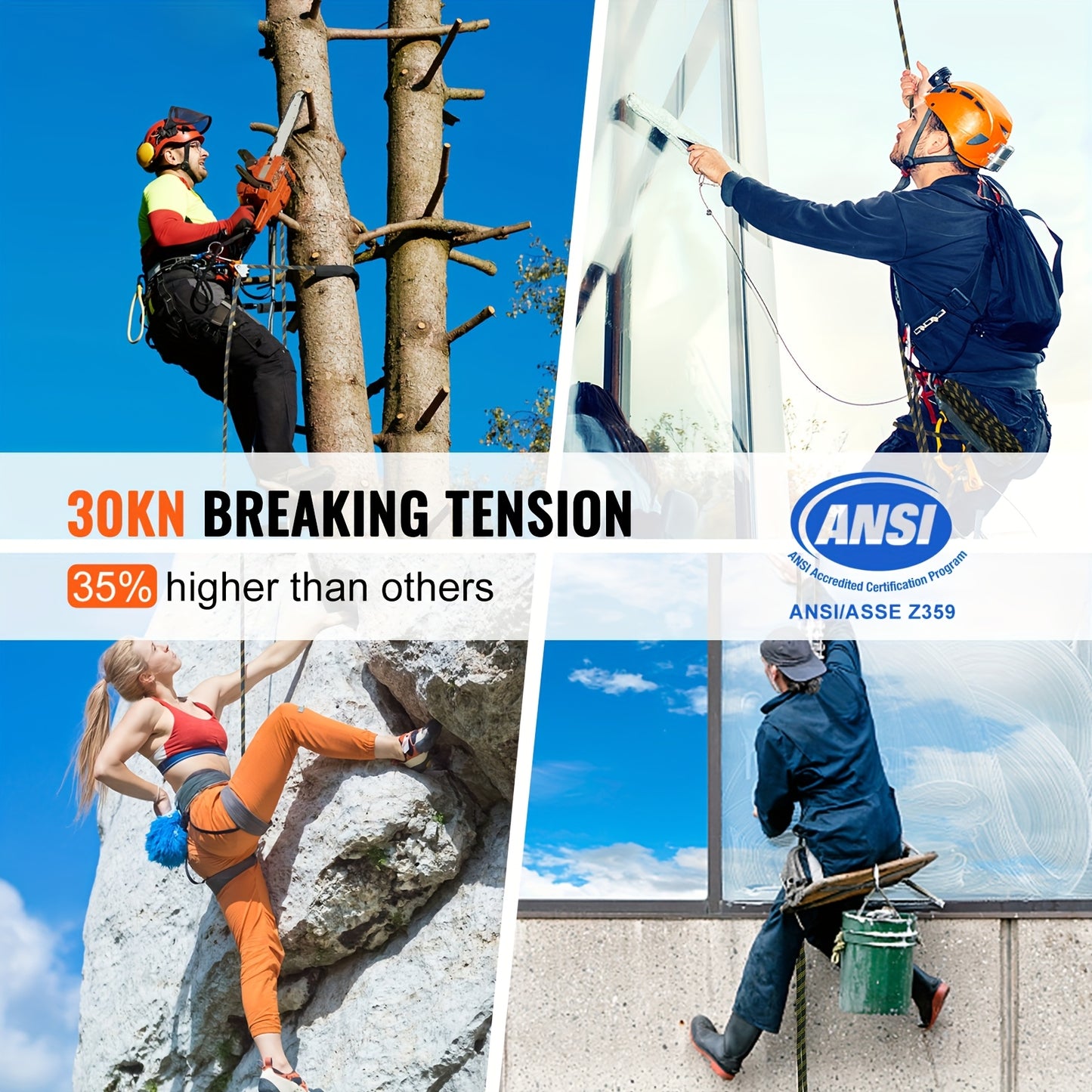 High Strength Climbing Rope For Rock Climbing Safety Gear