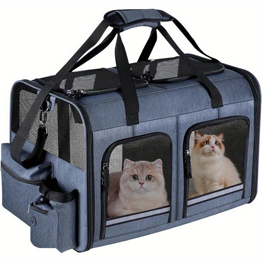 Foldable Double Cat Carrier For Outdoor Travel