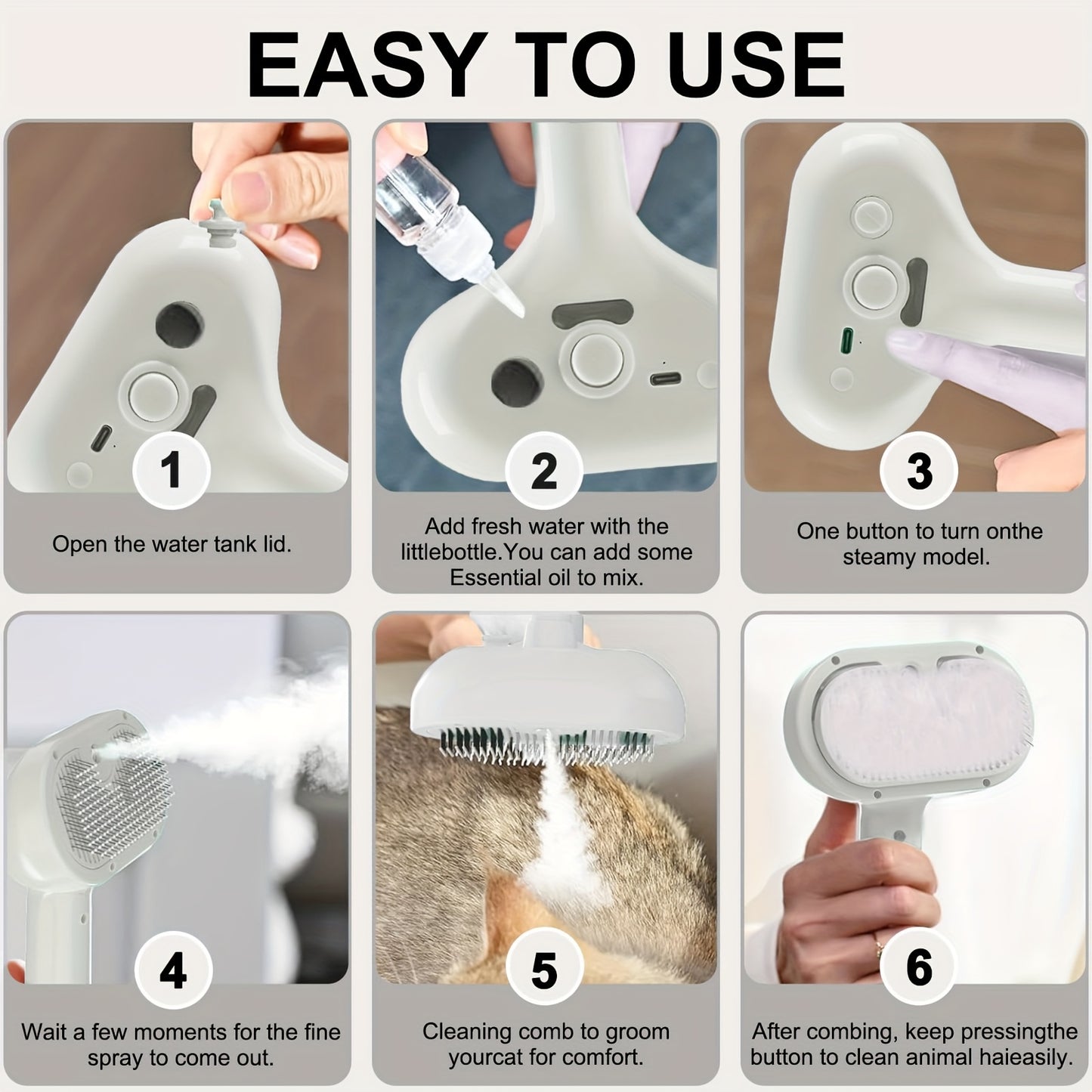 Pet Deshedding Brush 3 In 1 Self Cleaning USB Charging