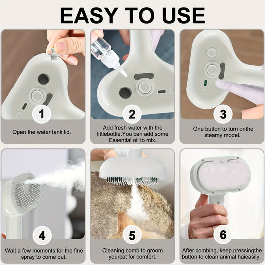 Pet Deshedding Brush 3 In 1 Self Cleaning USB Charging