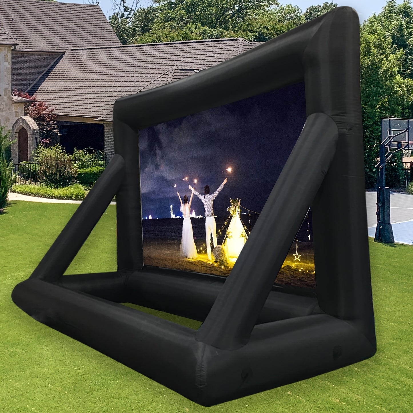 Inflatable Outdoor Movie Screen for Backyard Fun and Entertainment