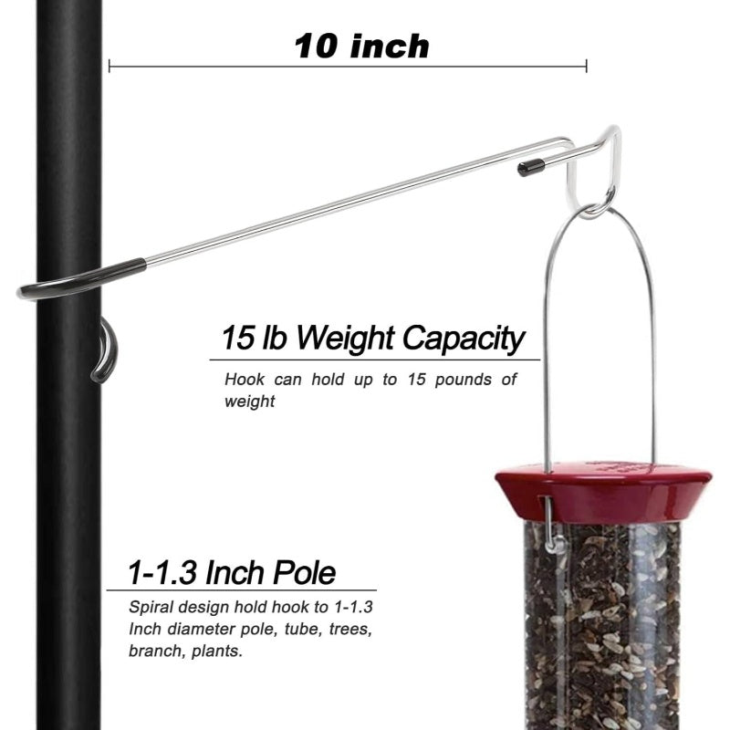 Heavy Duty Bird Feeder Hanger Hooks Two Pack Pole Mountable