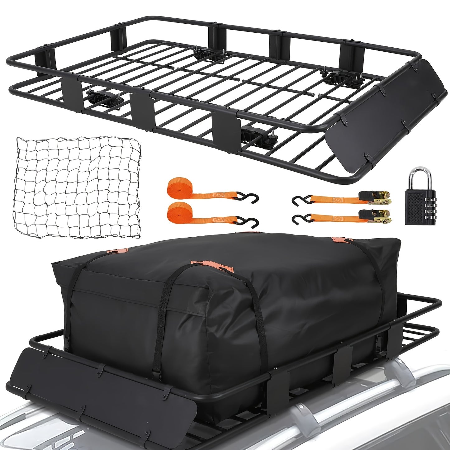 Rooftop Cargo Basket Universal Steel Roof Rack Carrier SUV