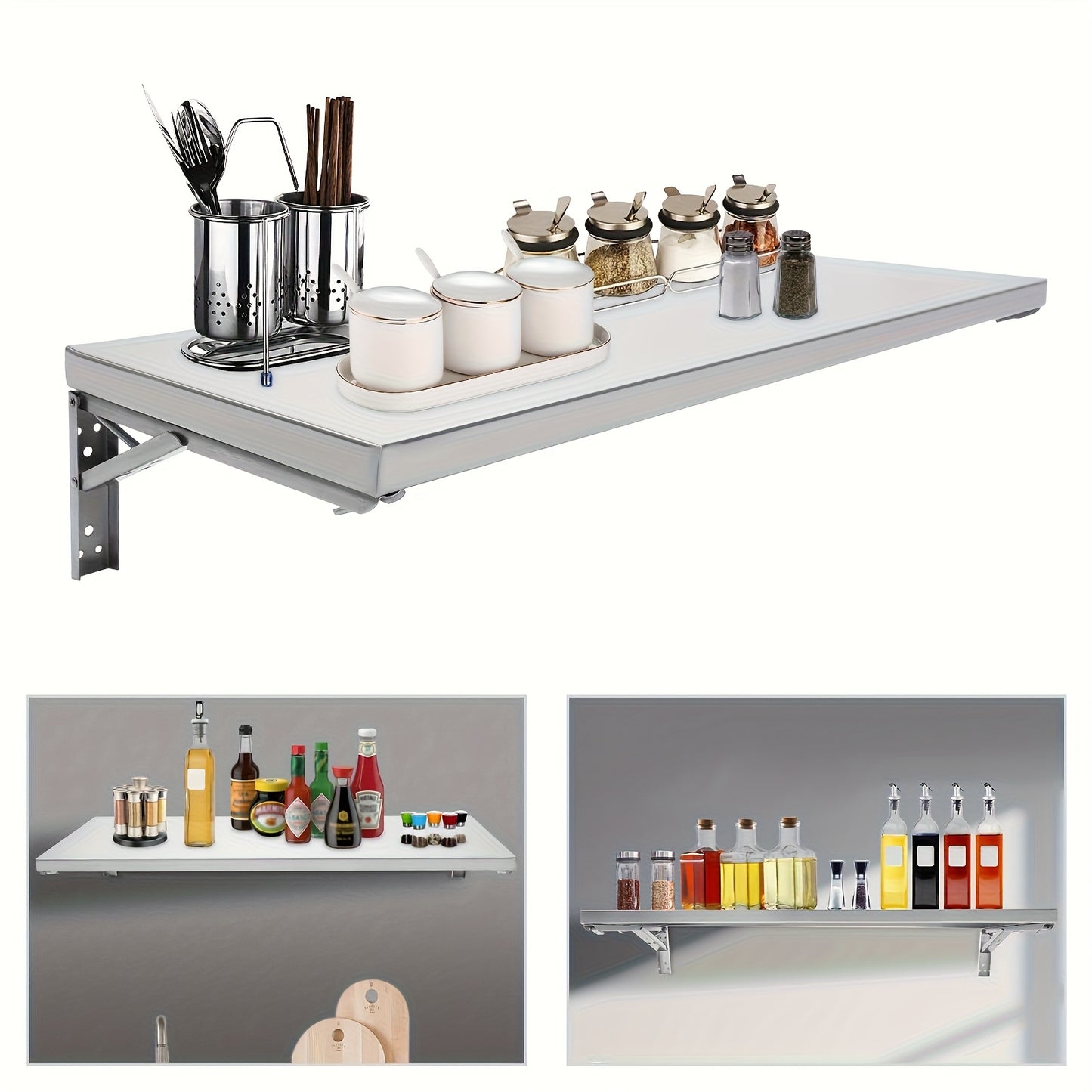 Stainless Steel Wall Mounted Folding Storage Rack Kitchen