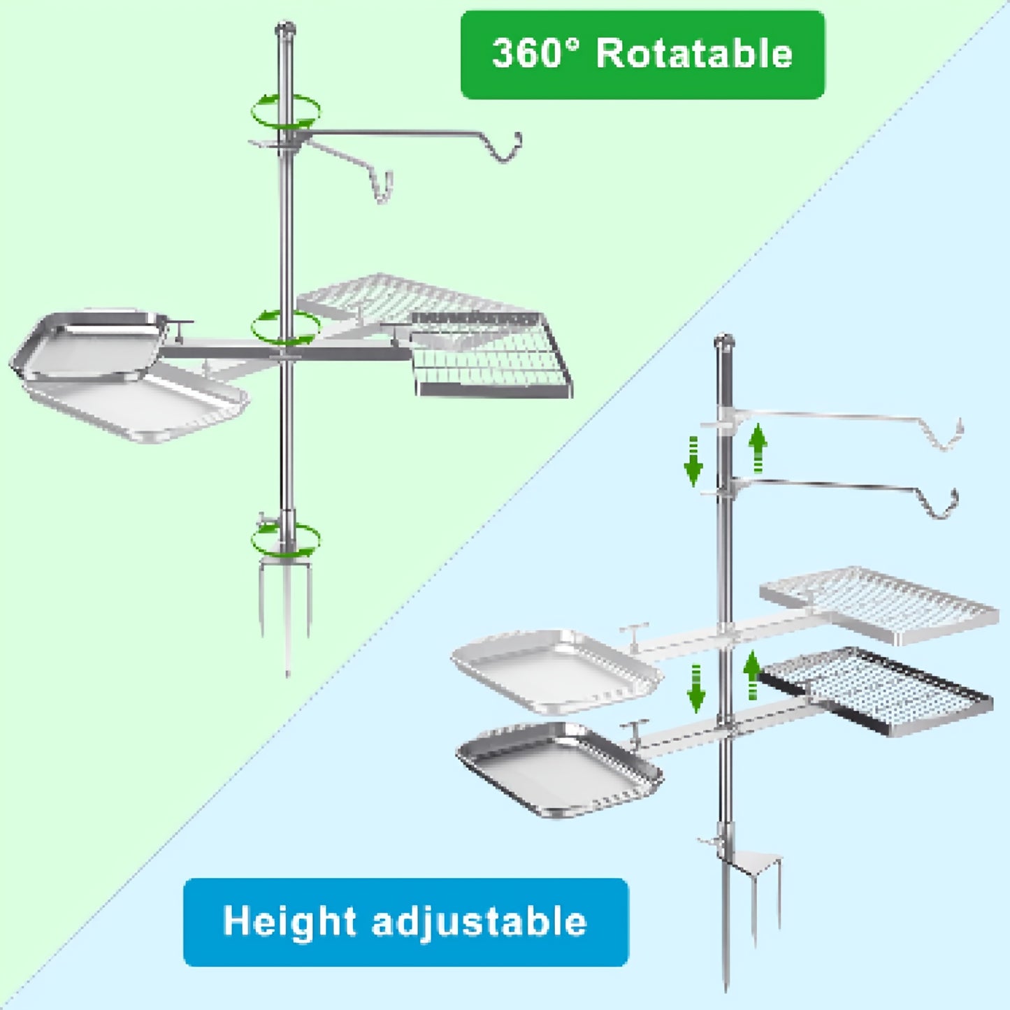 SELEWARE Adjustable Swivel Campfire Grill for Outdoor Cooking