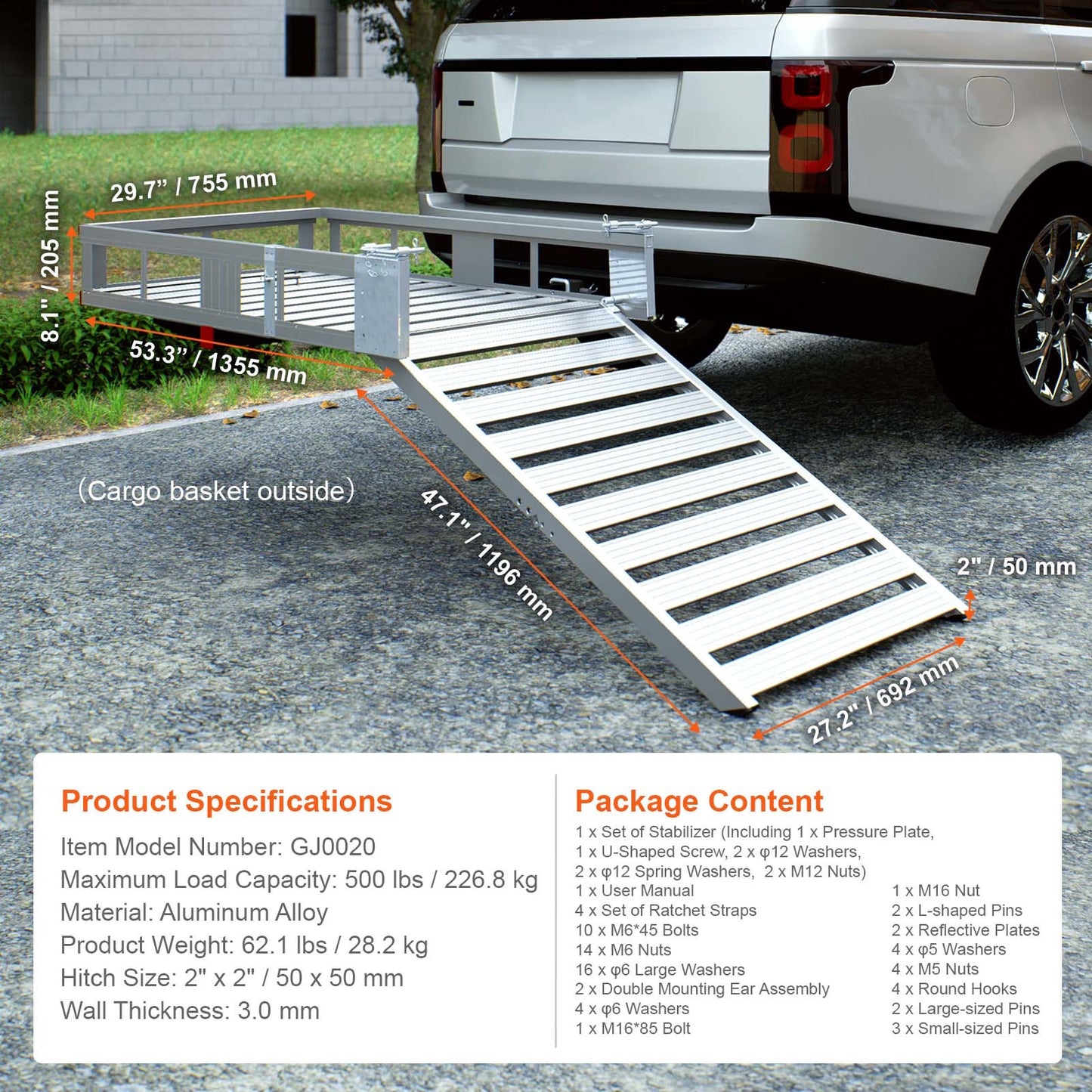 VEVOR Hitch Mount Cargo Carrier for Mobility Scooters and Wheelchairs