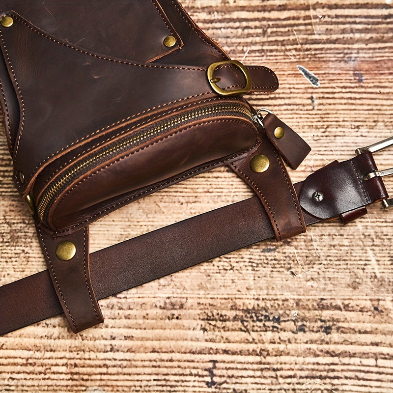 Genuine Leather Unisex Waist Pouch for Travel and Everyday Use