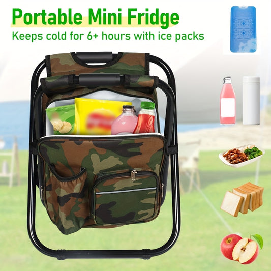 Folding Camping Chair With Insulated Cooler Backpack For Outdoors