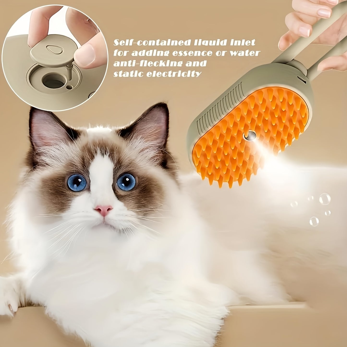 3In1 Pet Steam Brush With USB Charging Rotating Cat Dog