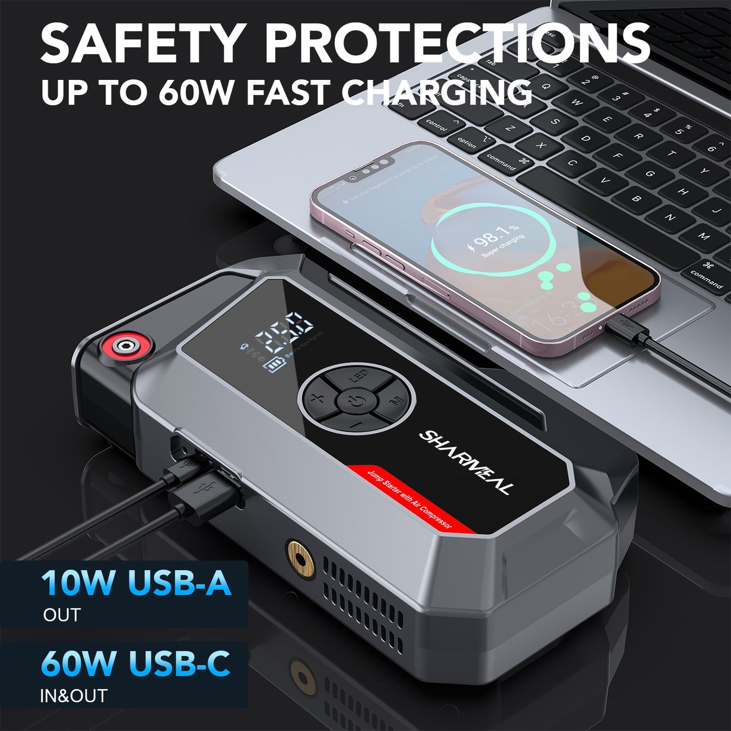 10000A Car Jump Starter With Air Compressor And Power Pack