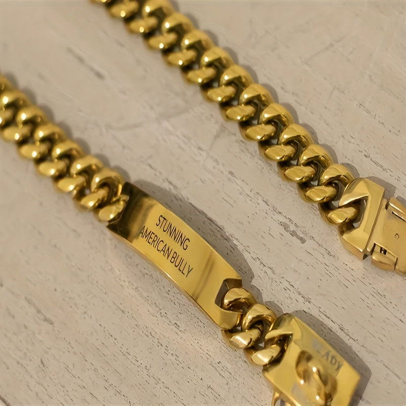 Customizable Stainless Steel Dog Collar With Safety Lock