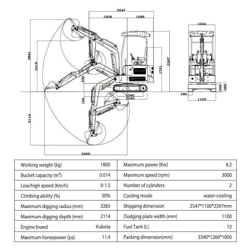 Kubota Crawler Mini Excavator With Hydraulic Thumb