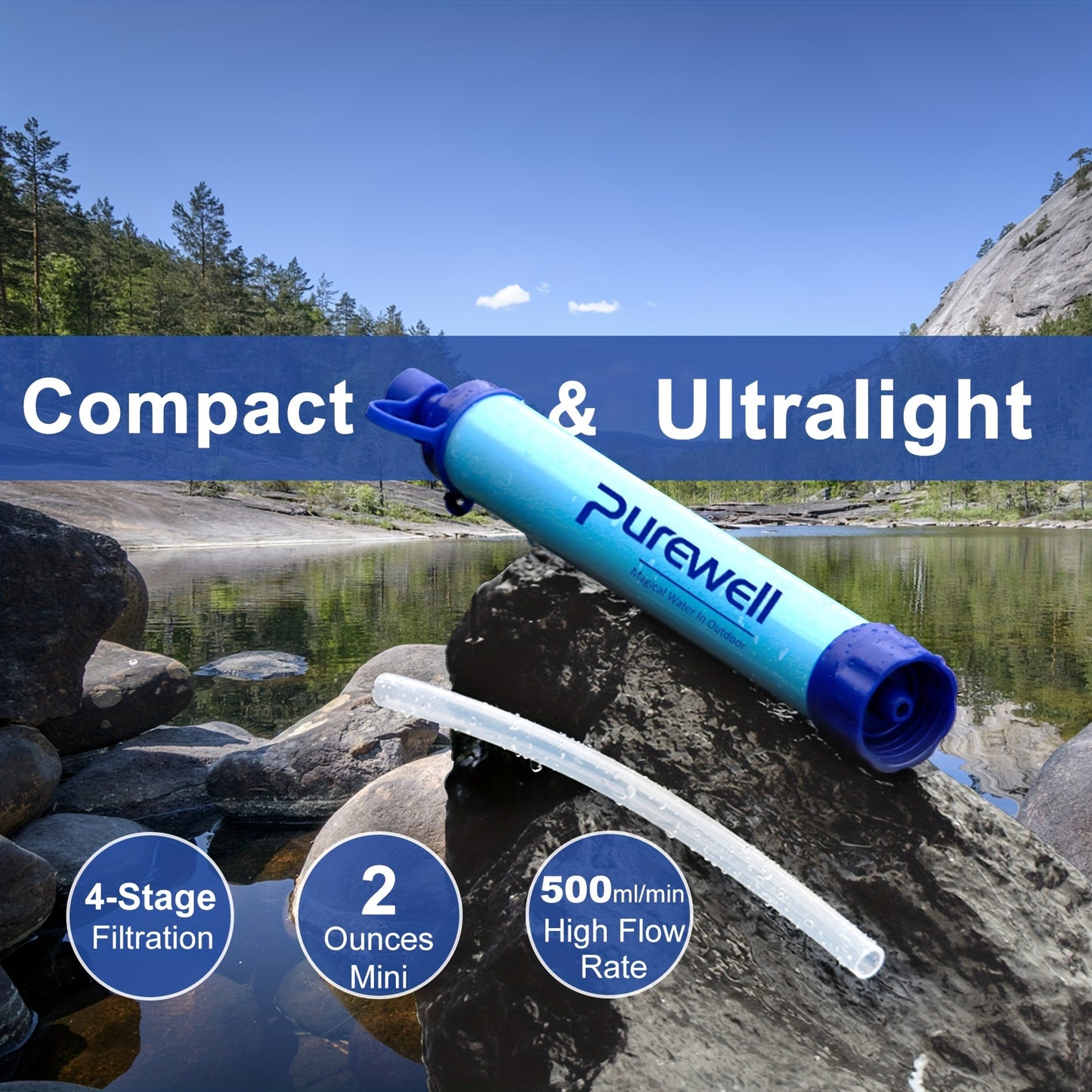 8PCS Outdoor Water Filter Straws For Emergency Survival Gear