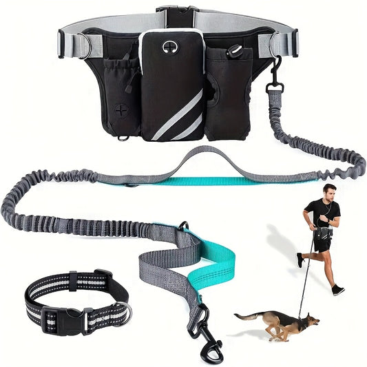 Extendable Hands Free Dog Leash Set With Pocket Waist Pack