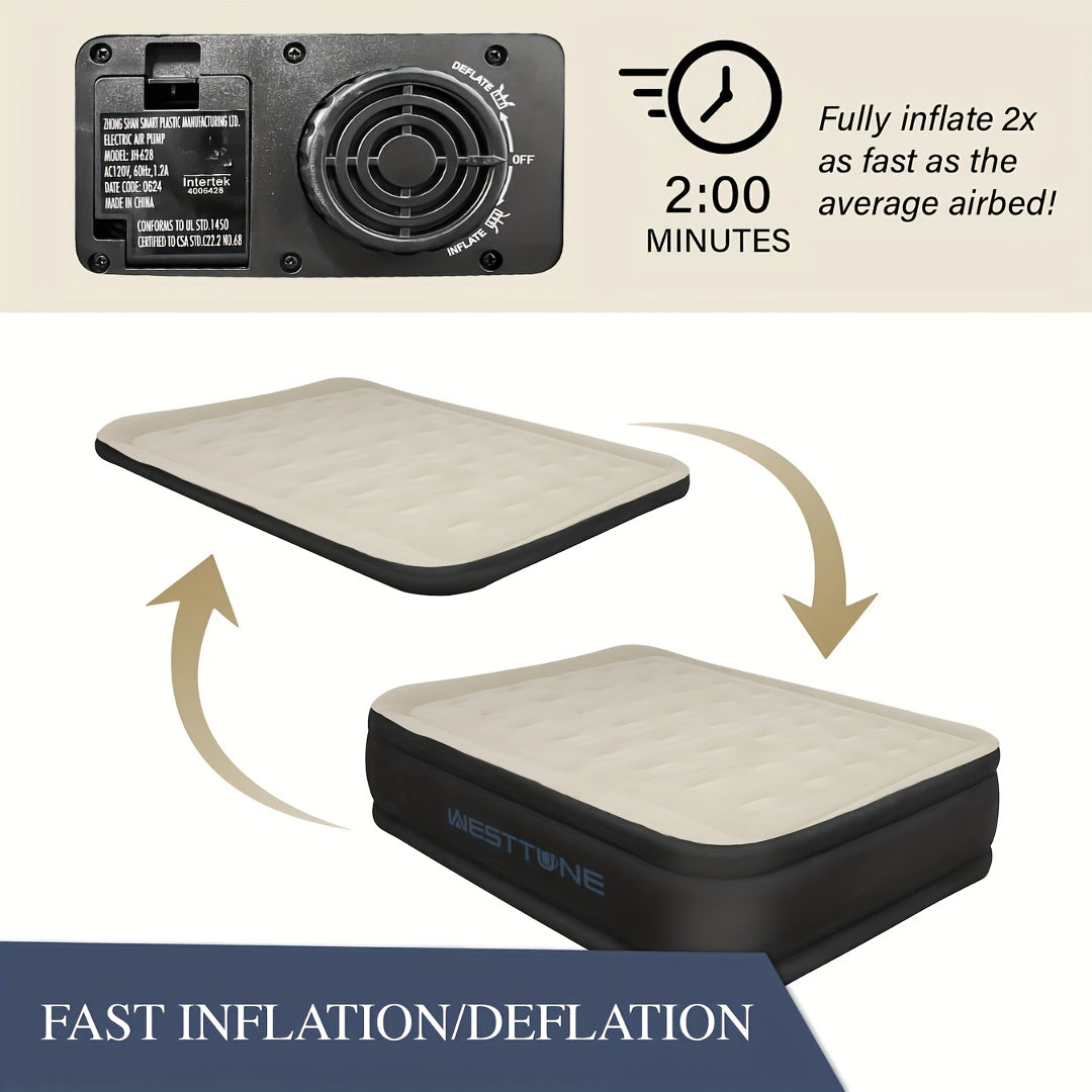 Deluxe Double Inflatable Mattress With Built In Pump Camping