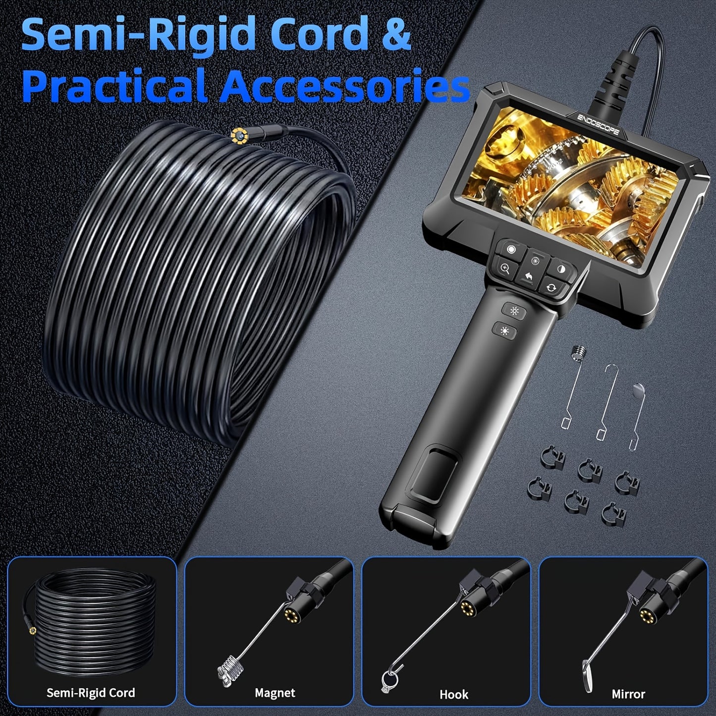 LED 1080P Endoscope Camera with 4.3 Inch LCD Screen and Light