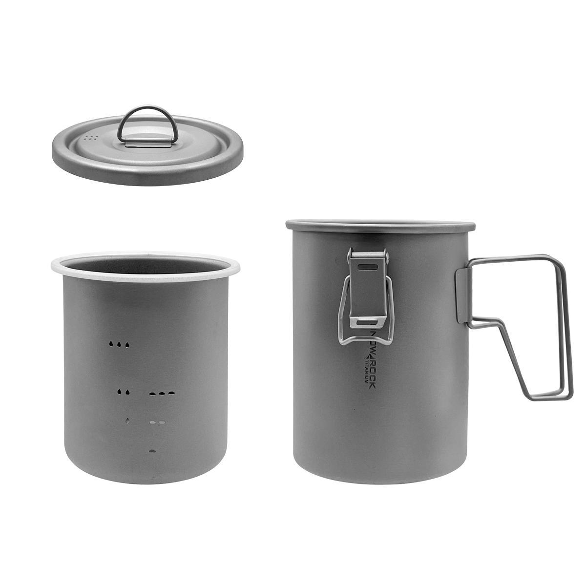 Lightweight Titanium Camping Pot with Folding Handle for Outdoor Cooking