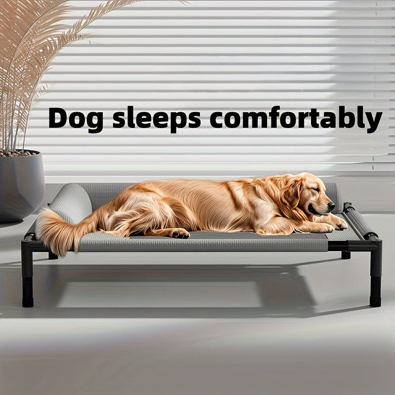 Breathable Elevated Pet Bed With Plaid Design For Dogs