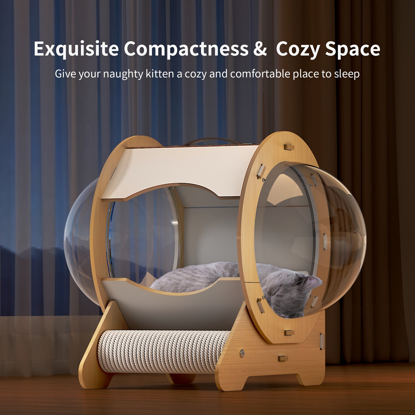 4-in-1 Wooden Cat House for Modern Indoor and Outdoor Use
