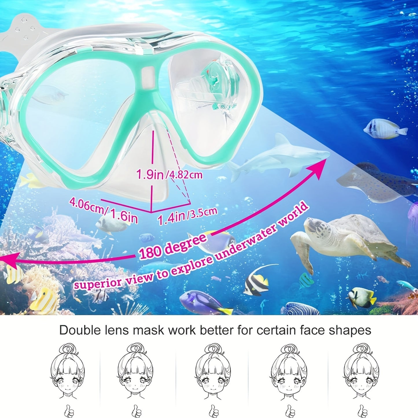 Anti Fog Snorkel Set With Goggles And Dry Top Teens